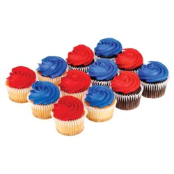 H-E-B 6 White 6 Chocolate Cupcakes with Buttercream - Red & Blue