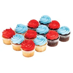 H-E-B 6 White 6 Chocolate Cupcakes with Elite - Red & Blue