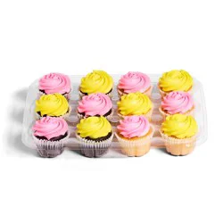 H-E-B 6 White 6 Chocolate Cupcakes with Elite - Pastel Pink & Yellow