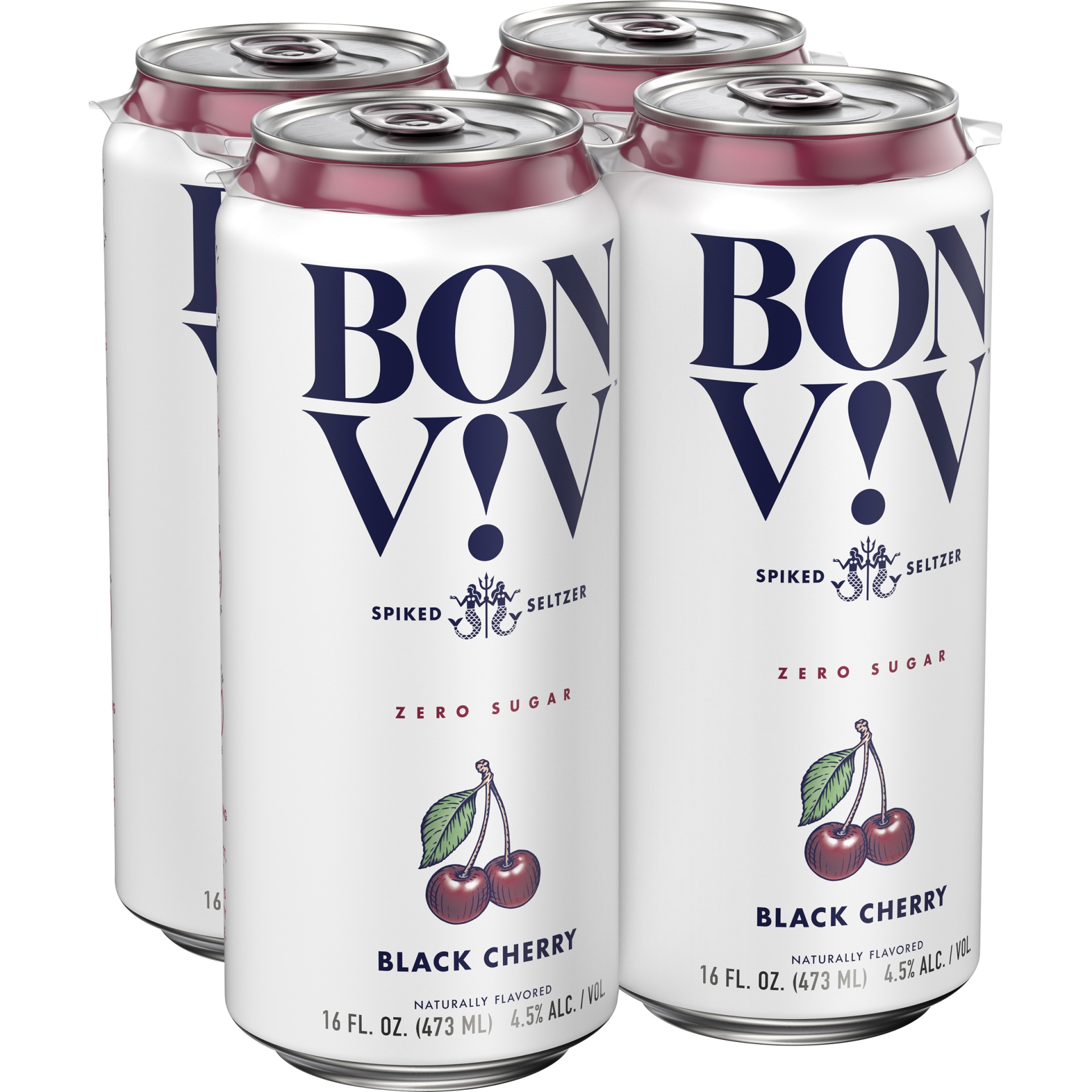 slide 1 of 2, Bon V!V Spiked Seltzer Black Cherry, 4.5% ABV, 16 oz