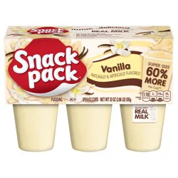 Snack Pack Super Size Vanilla Pudding, 5.5 oz Pudding Cups, 6 Count
