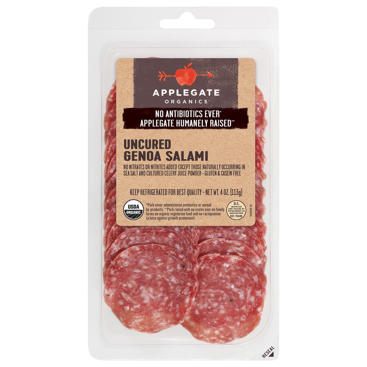 slide 1 of 7, Applegate Genoa Salami, 4 oz