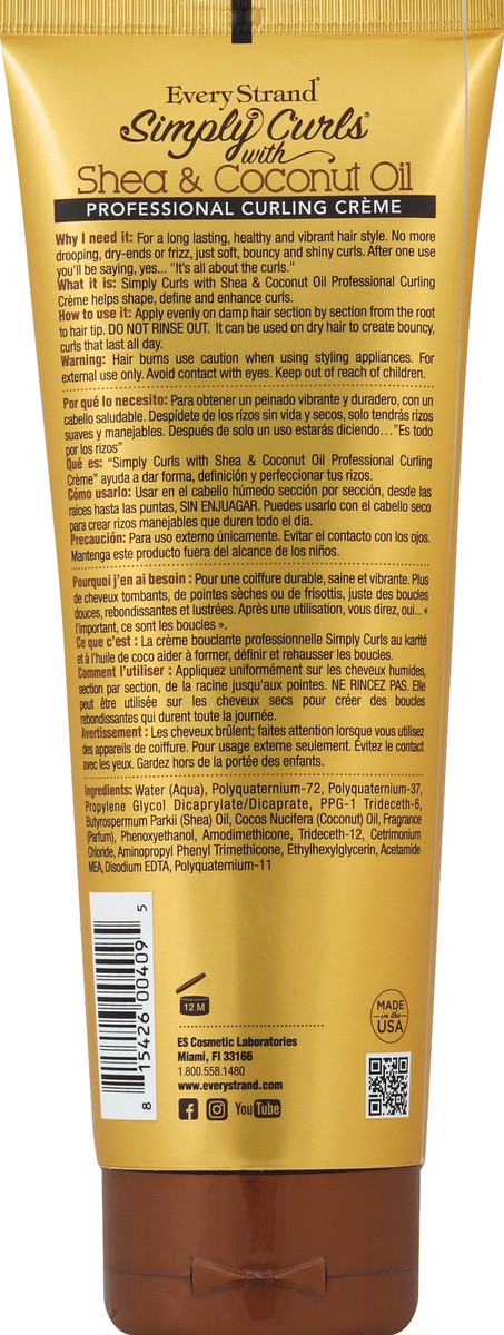 slide 6 of 6, Every Strand Curling Creme Simply Curls Coconut Oil & Shea Butter, 8 oz