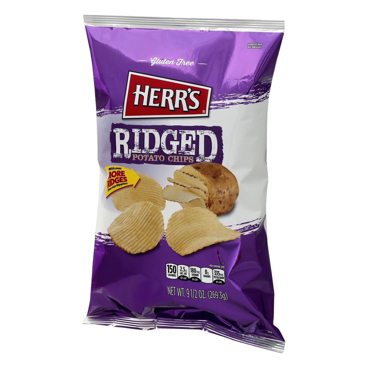 slide 3 of 10, Herr's Chips Ridged Potato Chips, 9.5 oz