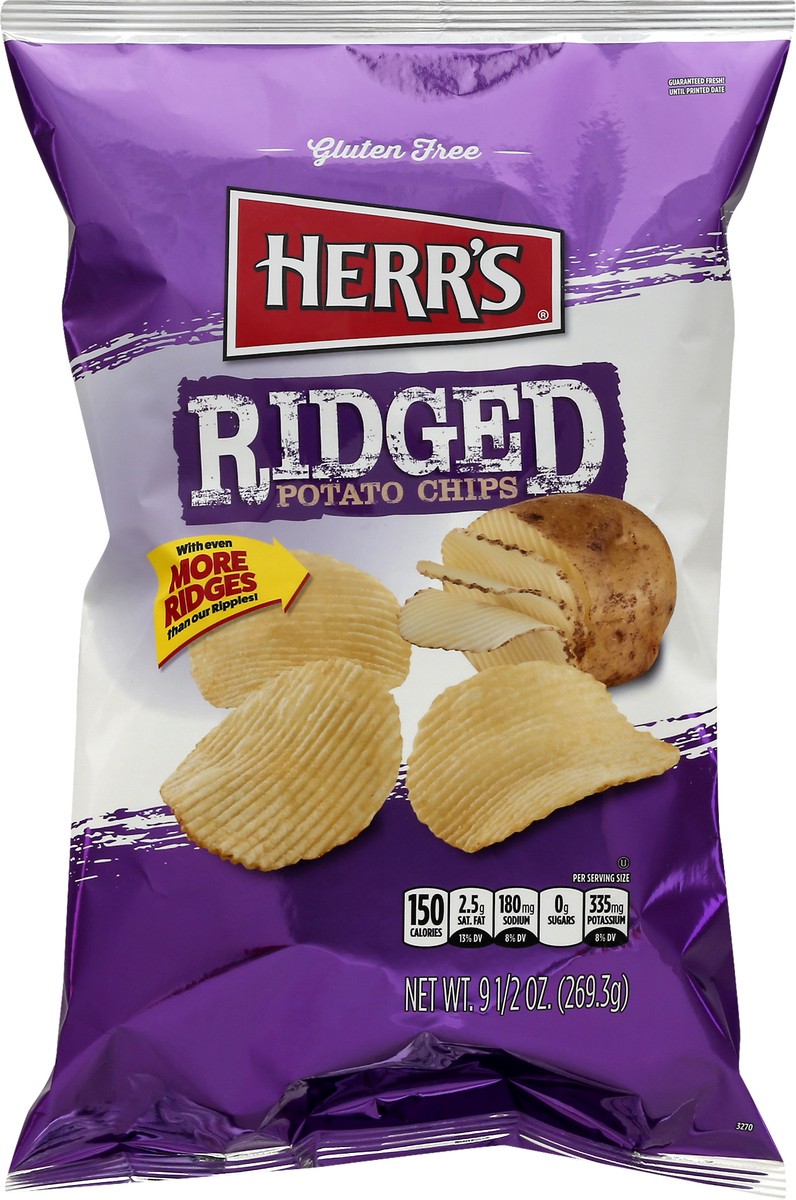 slide 9 of 10, Herr's Chips Ridged Potato Chips, 9.5 oz