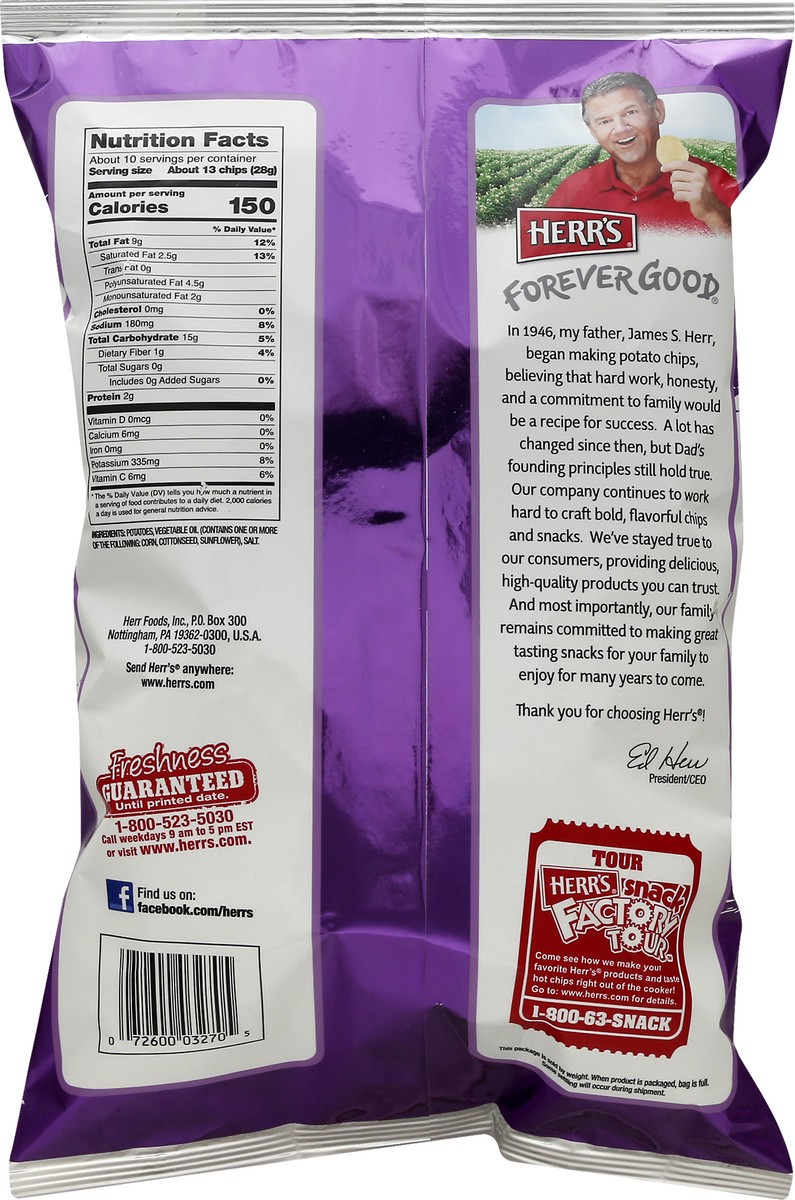 slide 10 of 10, Herr's Chips Ridged Potato Chips, 9.5 oz