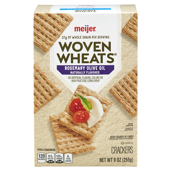slide 1 of 1, Meijer Rosemary Woven Wheat Crackers, 9 oz