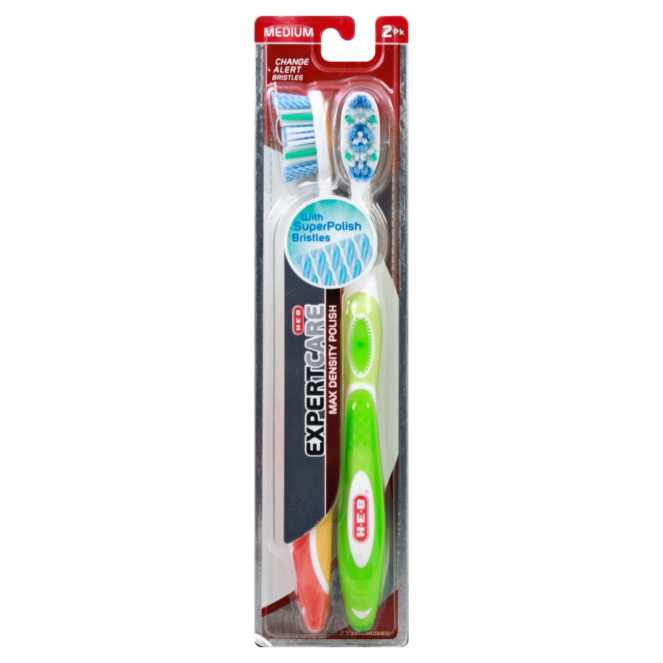 slide 1 of 1, H-E-B Expert Care Max Density Polish Medium Toothbrushes, 2 ct