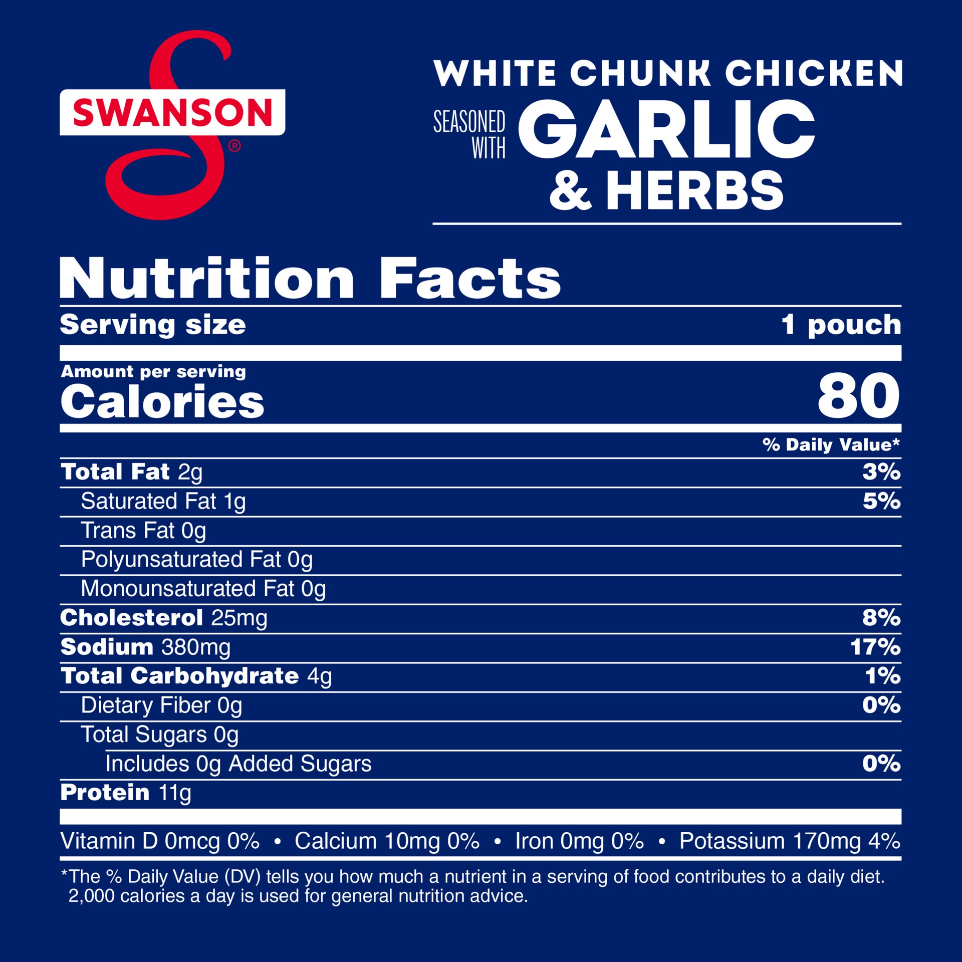 slide 4 of 9, Swanson Garlic and Herbs White Chunk Fully Cooked Chicken, 2.600 oz