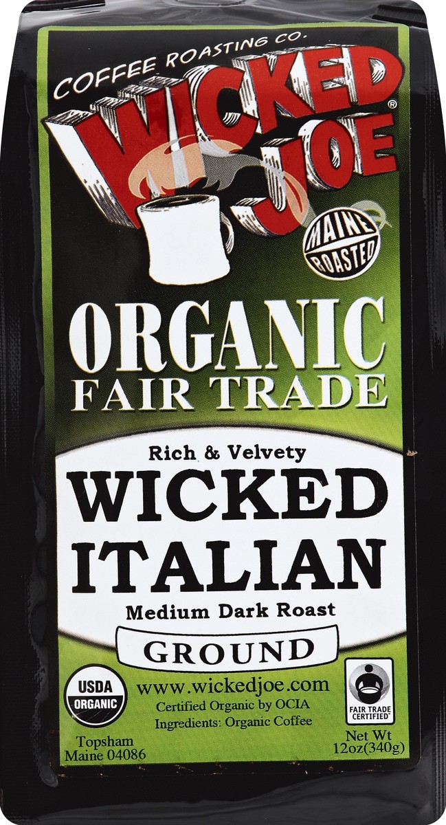 slide 4 of 5, Wicked Joe Coffee Co. Coffee, Organic, Ground, Medium Dark Roast, Wicked Italian, 12 oz