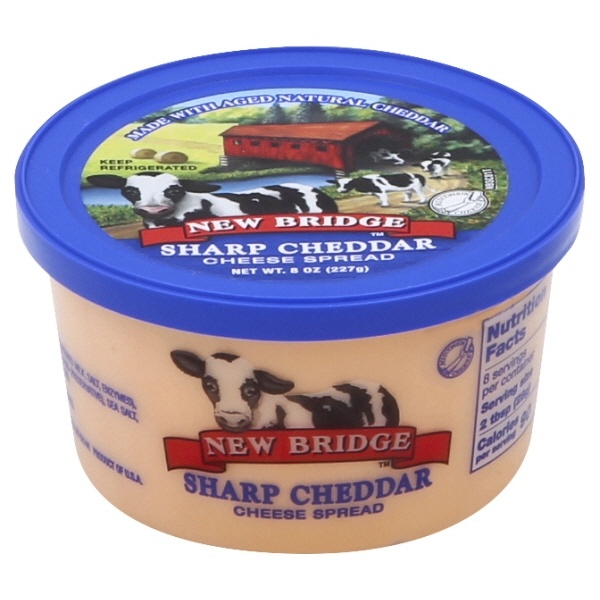 slide 1 of 1, New Bridge Sharp Cheedar Cheese Spread, 8 oz