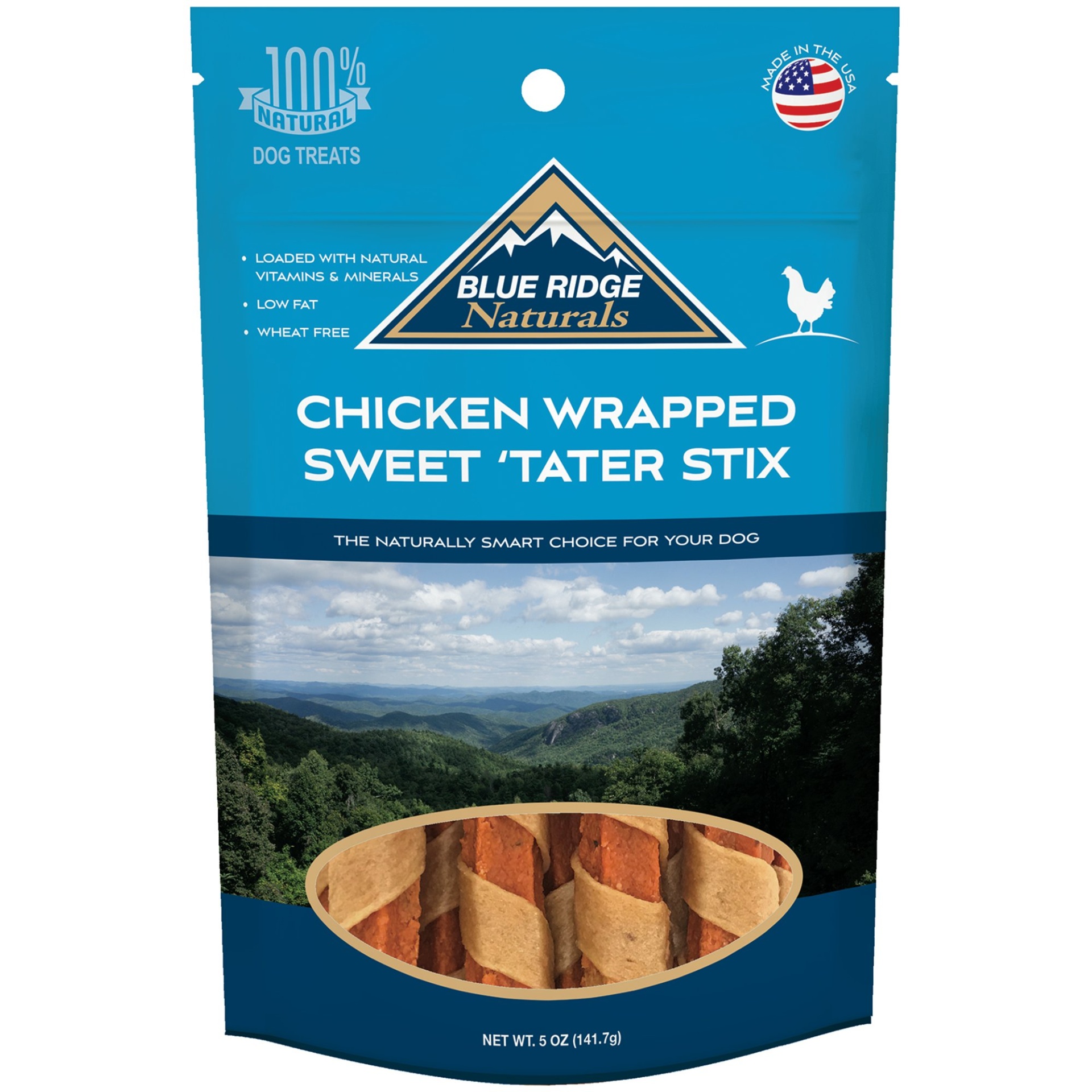 slide 1 of 1, Blue Ridge Naturals Chicken Wrapped Sweet Tater Stix Dog Treats, 5 oz