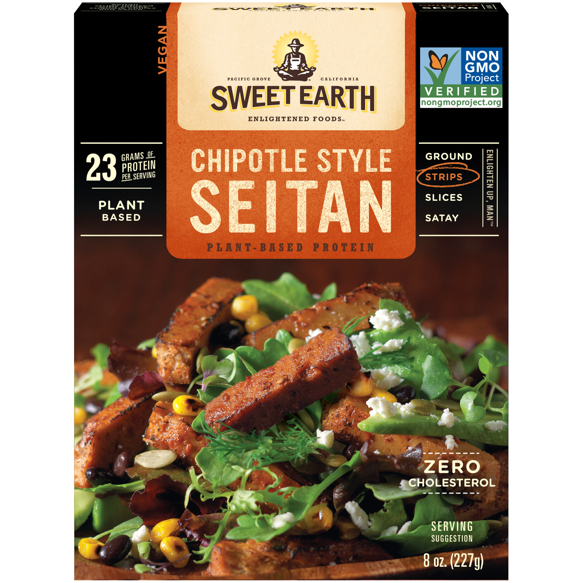 slide 1 of 3, SWEET EARTH Chipotle Seitan Strips S 8oz Box, 8 oz