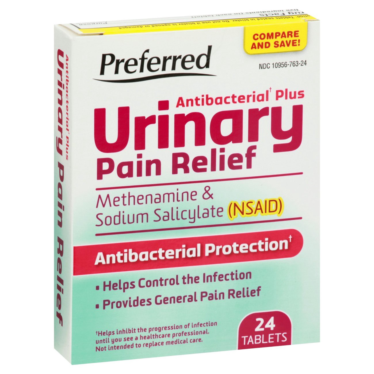 slide 1 of 1, Preferred Antibacterial Plus Urinary Pain Relief, 24 ct