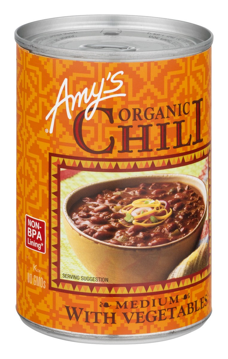 slide 4 of 9, Amy's Chili with Vegetables, Medium, Vegan, 14.7 oz