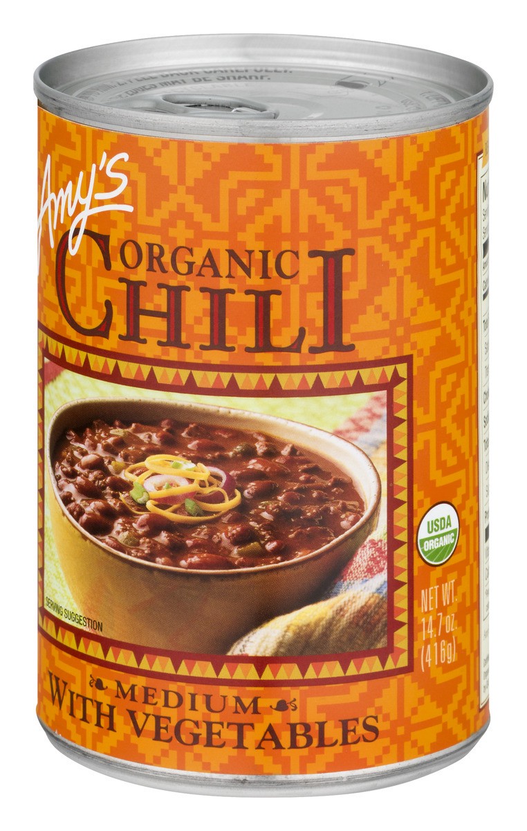 slide 8 of 9, Amy's Chili with Vegetables, Medium, Vegan, 14.7 oz