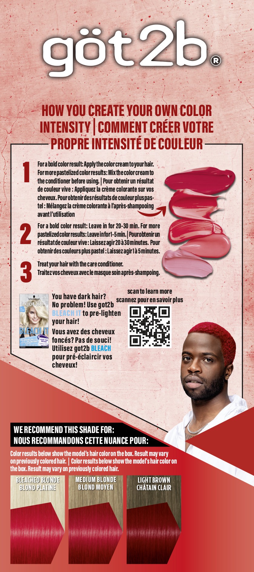 slide 2 of 5, göt2b Color Remix, Customizable Semi-Permanent Hair Color,  092 Radical Red, 4.55 oz