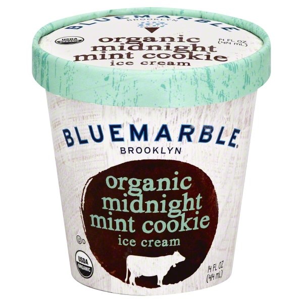 slide 1 of 3, Blue Marble Organic Midnight Mint Cookie Ice Cream, 14 oz