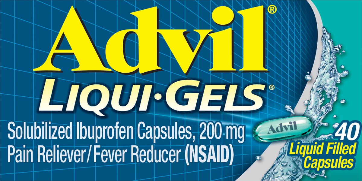 slide 6 of 9, Advil Liqui-Gels Pain Reliever and Fever Reducer, Ibuprofen 200mg for Pain Relief - 40 Liquid Filled Capsules, 40 ct