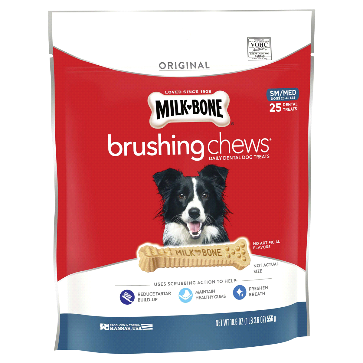 slide 1 of 1, Milk-Bone Smallmedium Brushing Chews Daily Dental Dog Treats, 19.6 oz