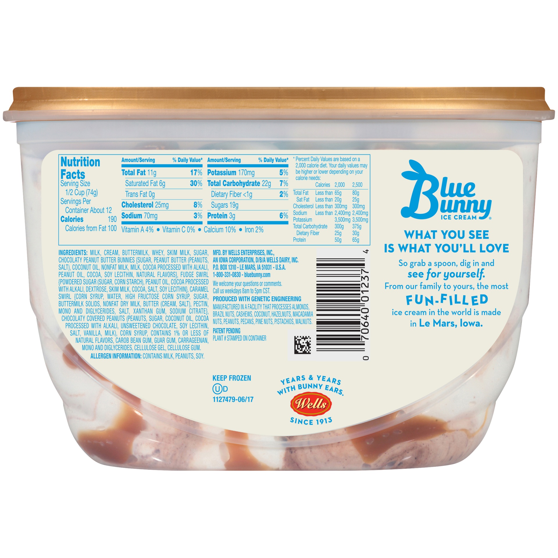 slide 8 of 8, Blue Bunny Signature Bunny Tracks Frozen Dessert, 46 fl oz, 46 fl oz