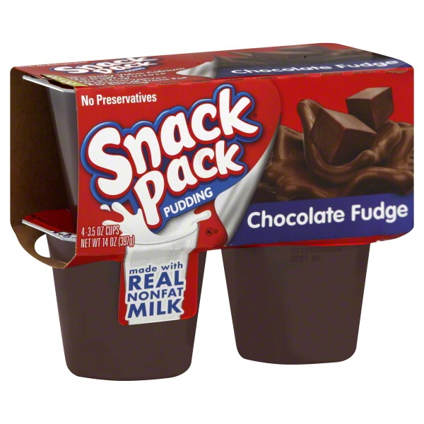 slide 1 of 1, Hunt's nack Pack Chocolate Fudge 4pk, 13 oz