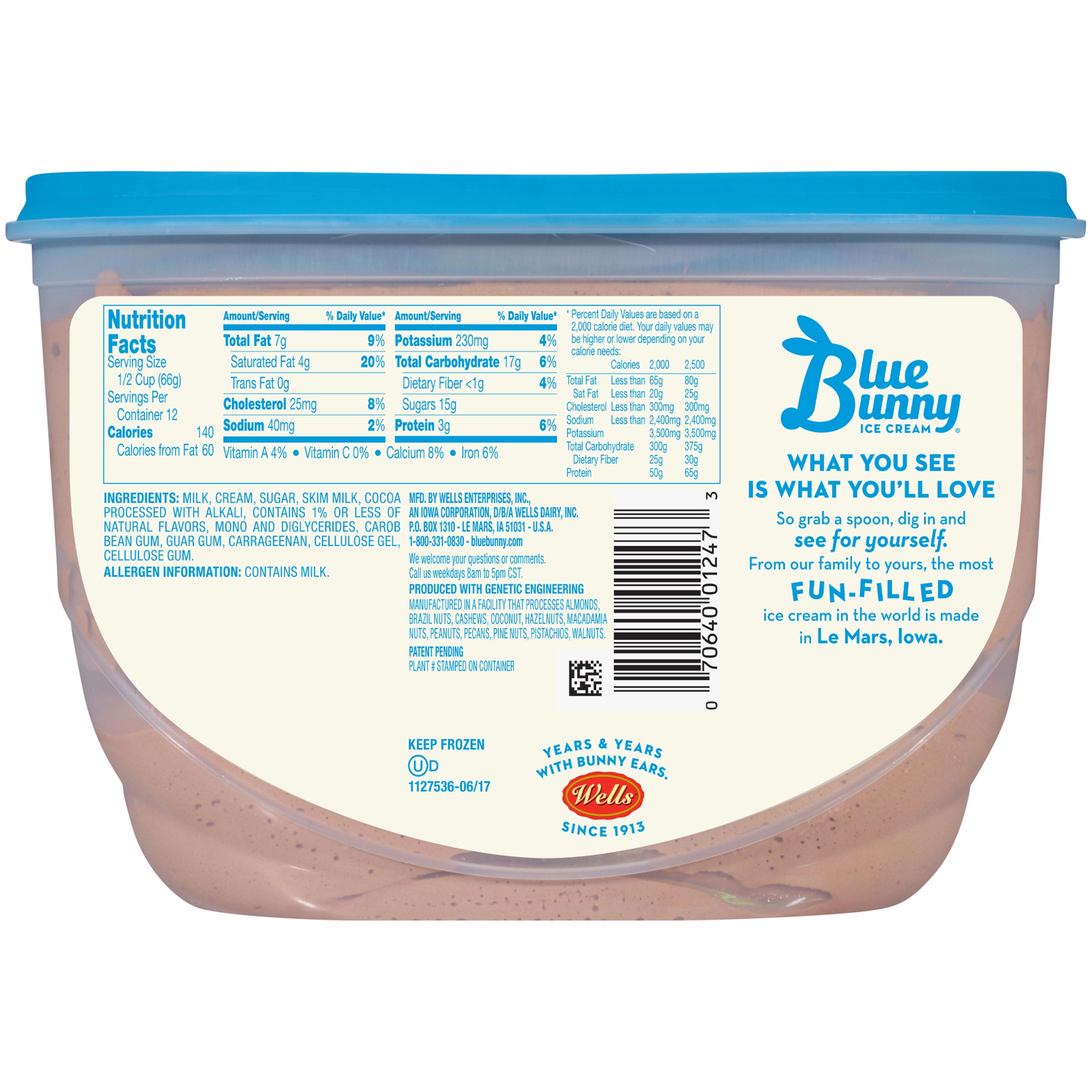 slide 5 of 8, Blue Bunny Chocolate Ice Cream, 48 fl oz