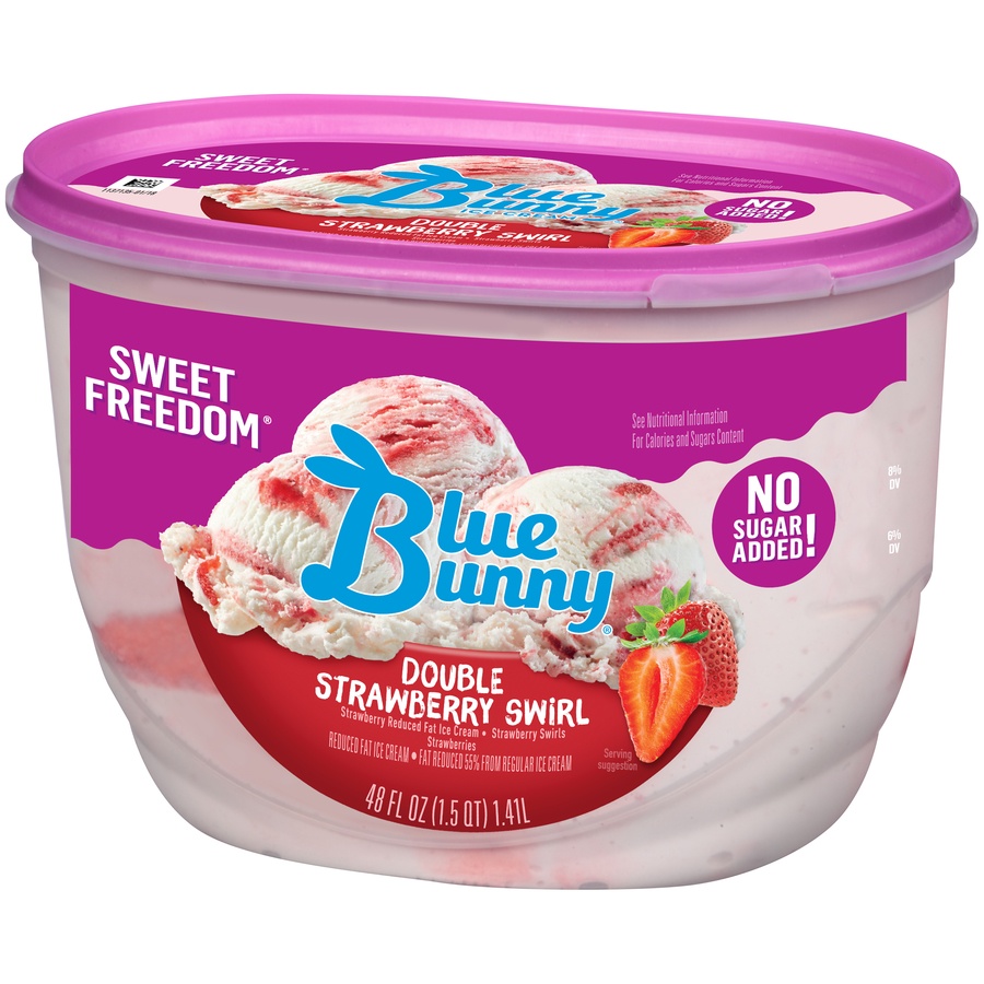 slide 3 of 8, Blue Bunny Sweet Freedom No Sugar Added Double Strawberry Ice Cream, 48 oz