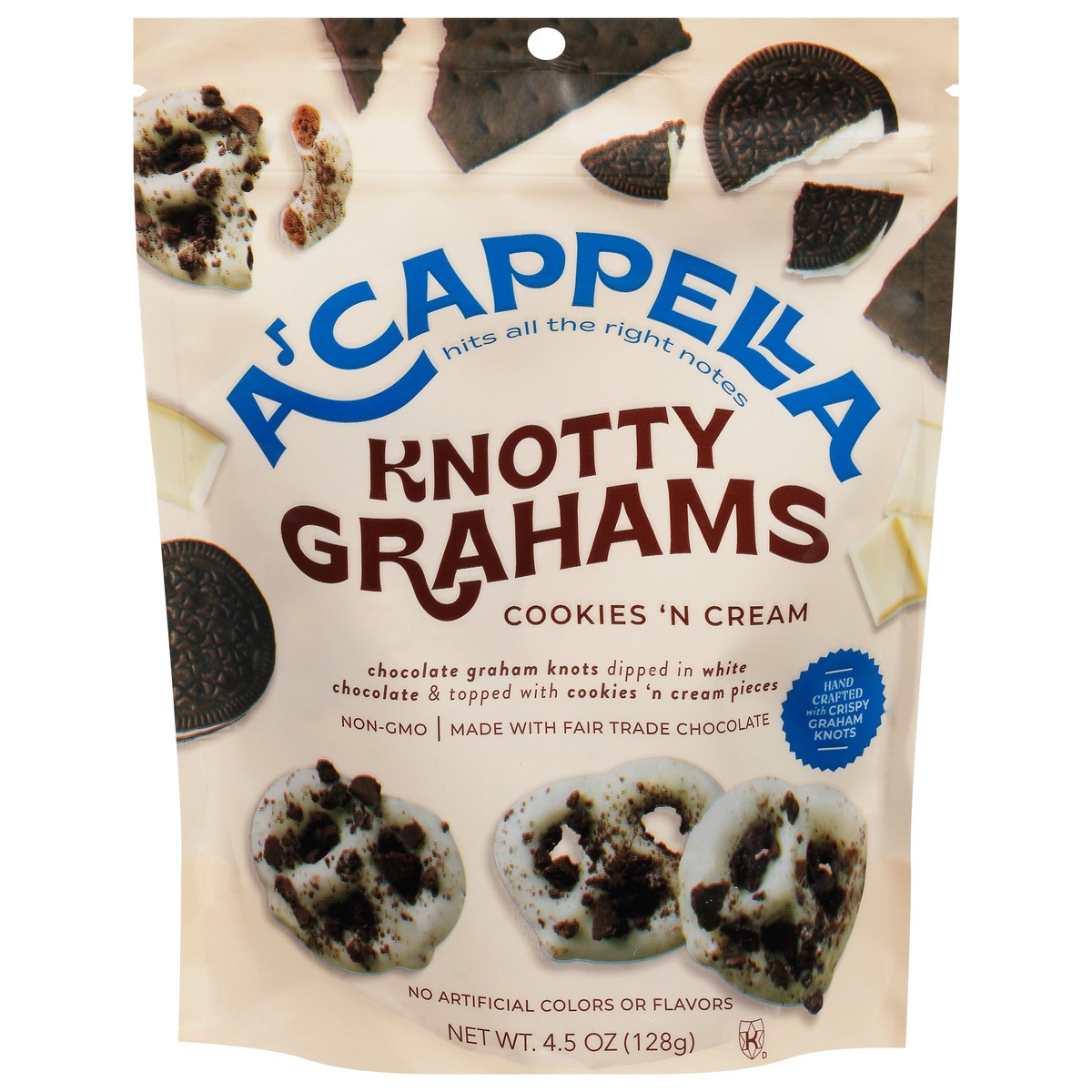 slide 1 of 9, A'Cappella Cookies 'n Cream Knotty Grahams 4.5 oz, 4.5 oz