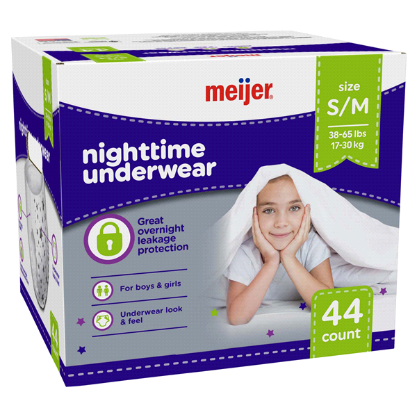 slide 16 of 25, Meijer Nighttime Underwear S/M, 44 ct