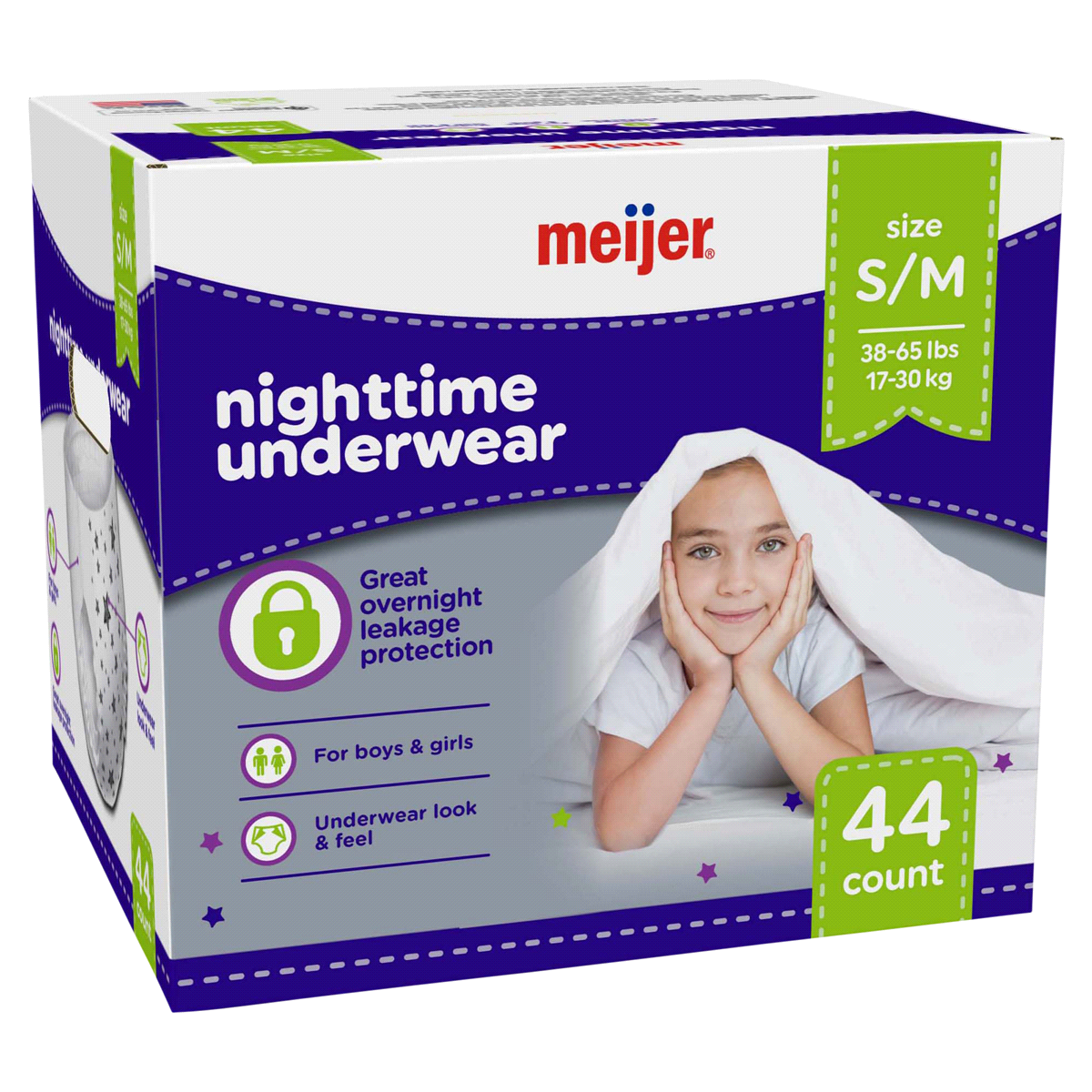 slide 17 of 25, Meijer Nighttime Underwear S/M, 44 ct