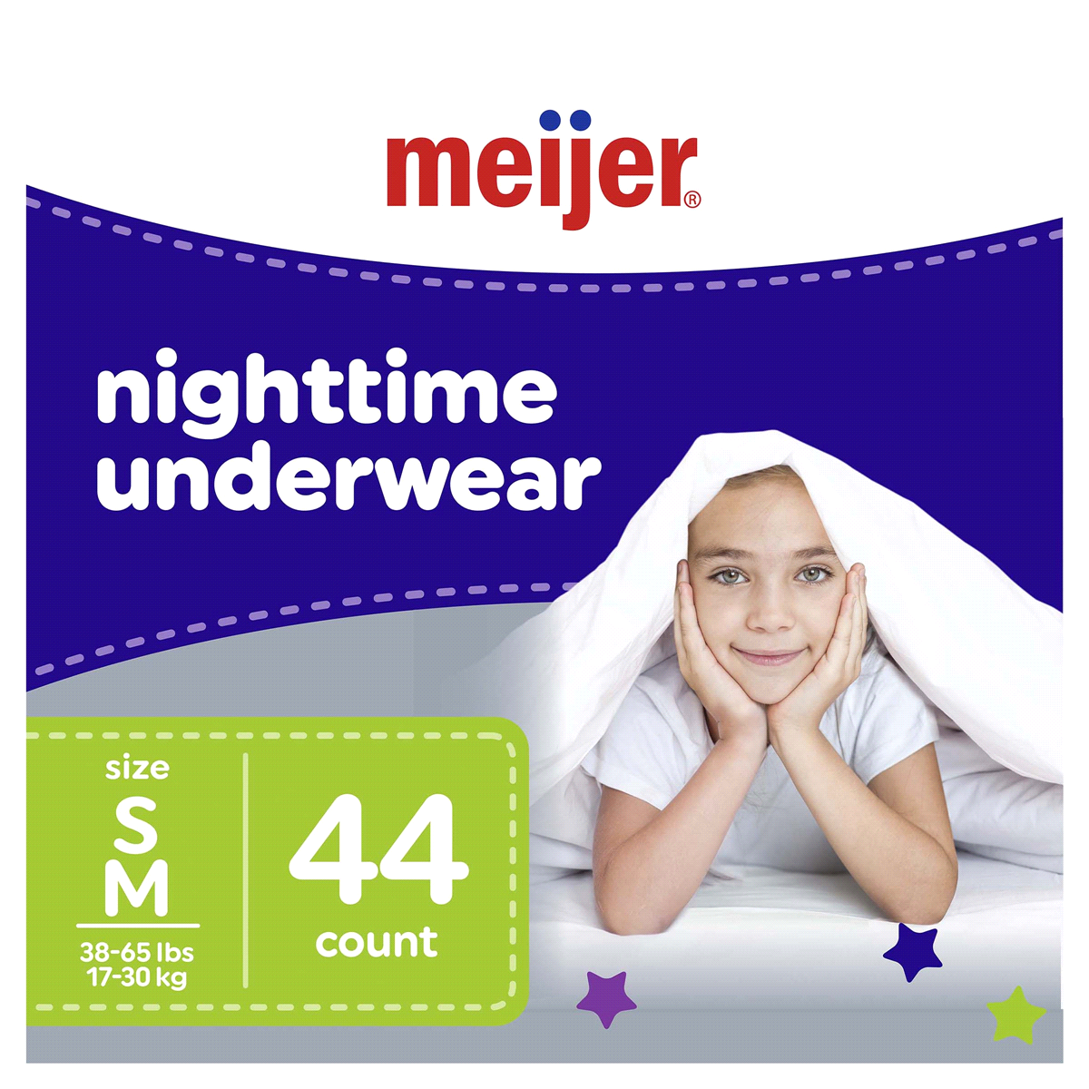 slide 1 of 25, Meijer Nighttime Underwear S/M, 44 ct