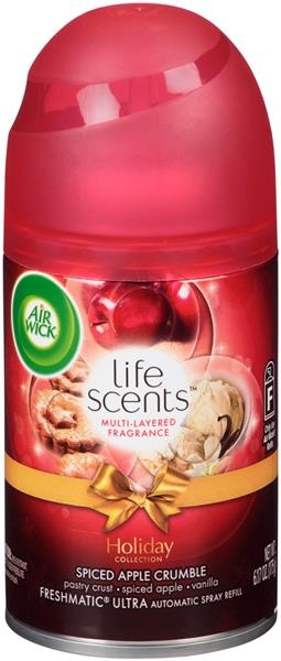 slide 1 of 1, Air Wick Life Scents Holiday Collection Spiced Apple Crumble Freshmatic Ultra Automatic Spray Refill, 6.17 oz
