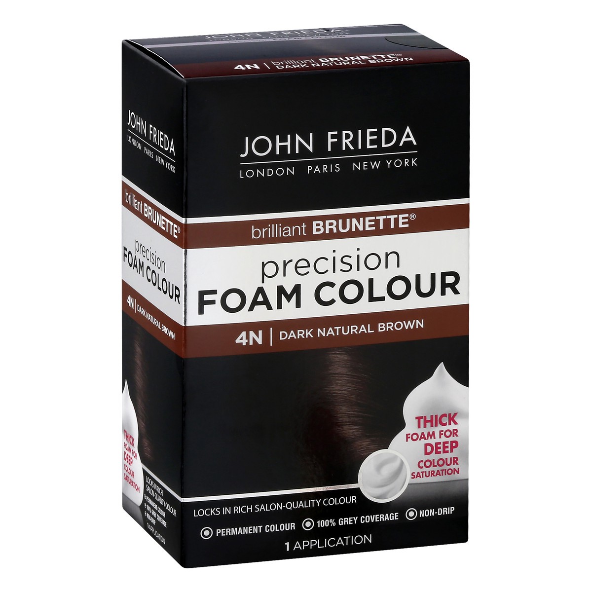 slide 3 of 13, John Frieda Brown Permanent Precision Hair color Foam Hair Color Kit, Brown Hair Dye, 4N Dark Natural Brown Hair Color, 1 Application, 1 ct