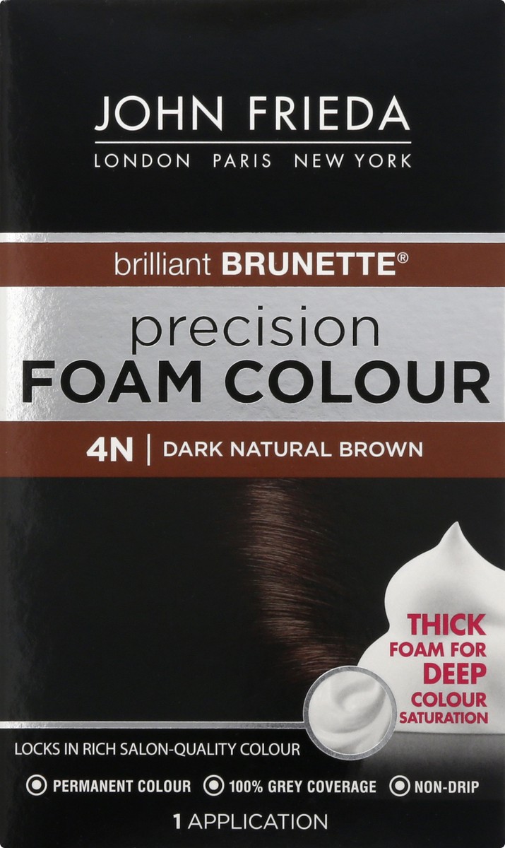 slide 7 of 13, John Frieda Brown Permanent Precision Hair color Foam Hair Color Kit, Brown Hair Dye, 4N Dark Natural Brown Hair Color, 1 Application, 1 ct