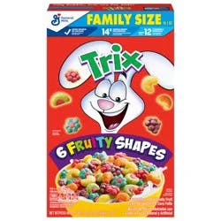 Trix Breakfast Cereal, 6 Fruity Shapes, Made with Whole Grain, Family Size, 16.1 oz