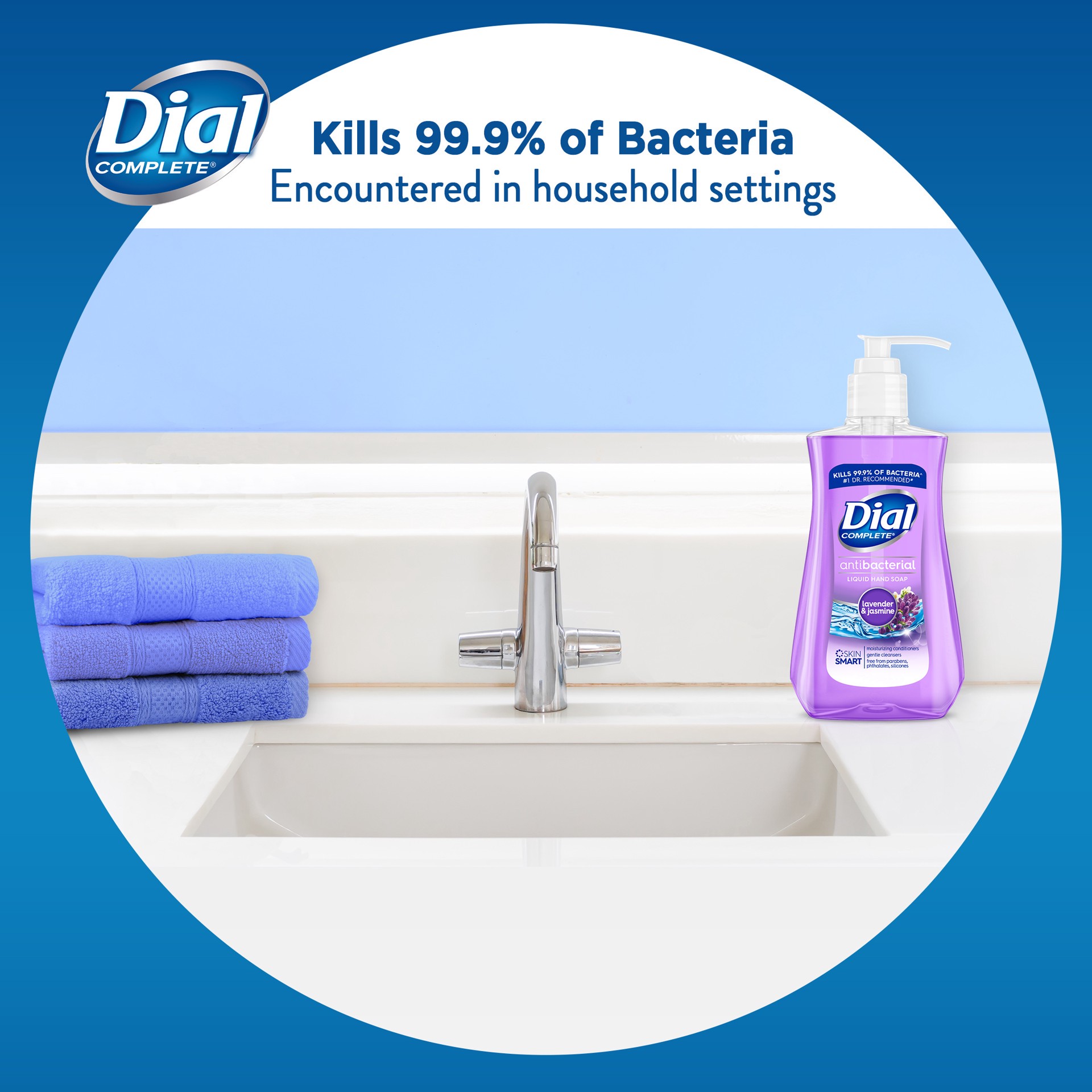 slide 4 of 5, Dial Complete Antibacterial Liquid Hand Soap, Lavender & Jasmine Scent, 7.5 fl oz, 7.50 fl oz