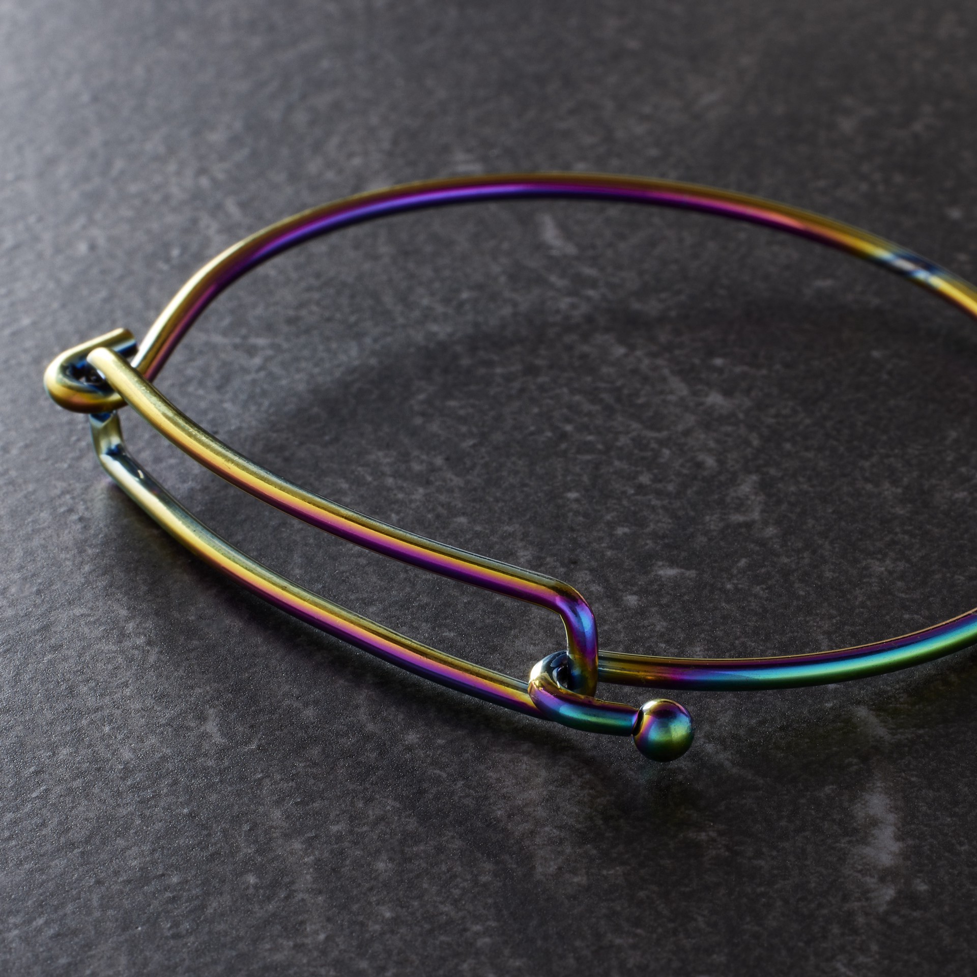 slide 2 of 3, 67mm Oil Slick Charm Bangle By Bead Landing, 67mm