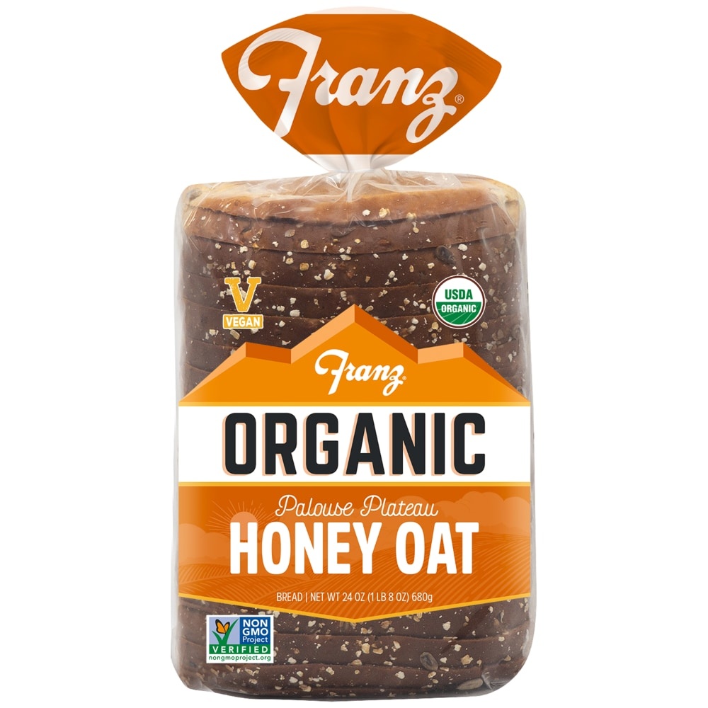 slide 1 of 1, Franz Organic Honey Oat Whole Grain Wide Pan Sandwich Bread, 24 oz