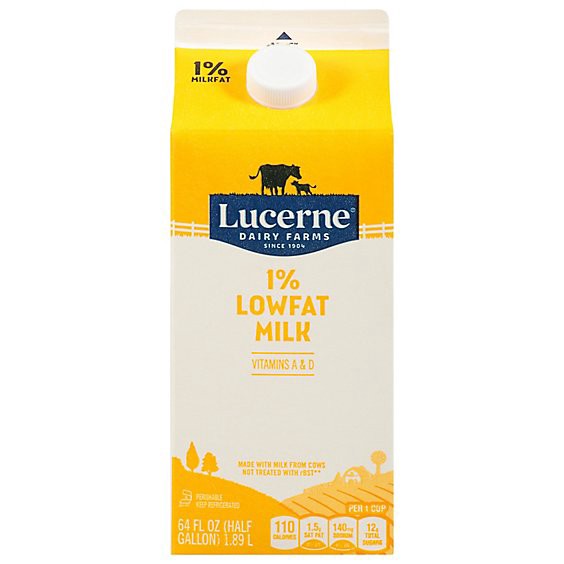 slide 1 of 1, Lucerne Milk Lowfat 1% Milkfat - Half Gallon (Container May Vary), 1 ct