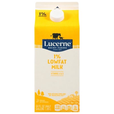 slide 1 of 1, Lucerne Milk Lowfat 1% Milkfat - Half Gallon (Container May Vary), 1 ct