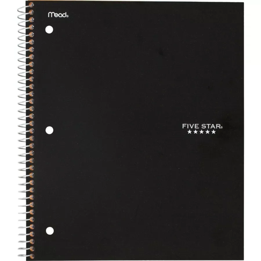 slide 2 of 2, Five Star Black 1 Subject College Ruled Spiral Notebook, 100 ct