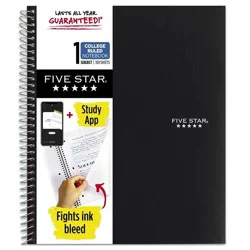 Five Star Black 1 Subject College Ruled Spiral Notebook