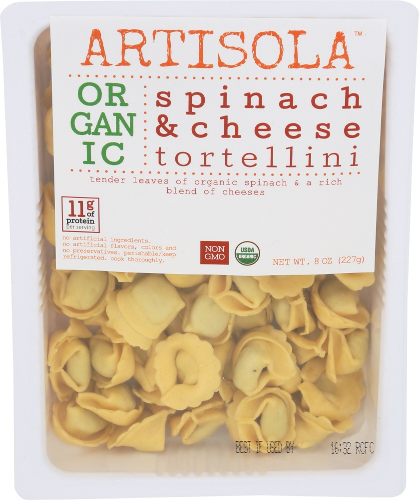 slide 1 of 1, Artisola Organic Spinach Cheese Tortellini, 8 oz