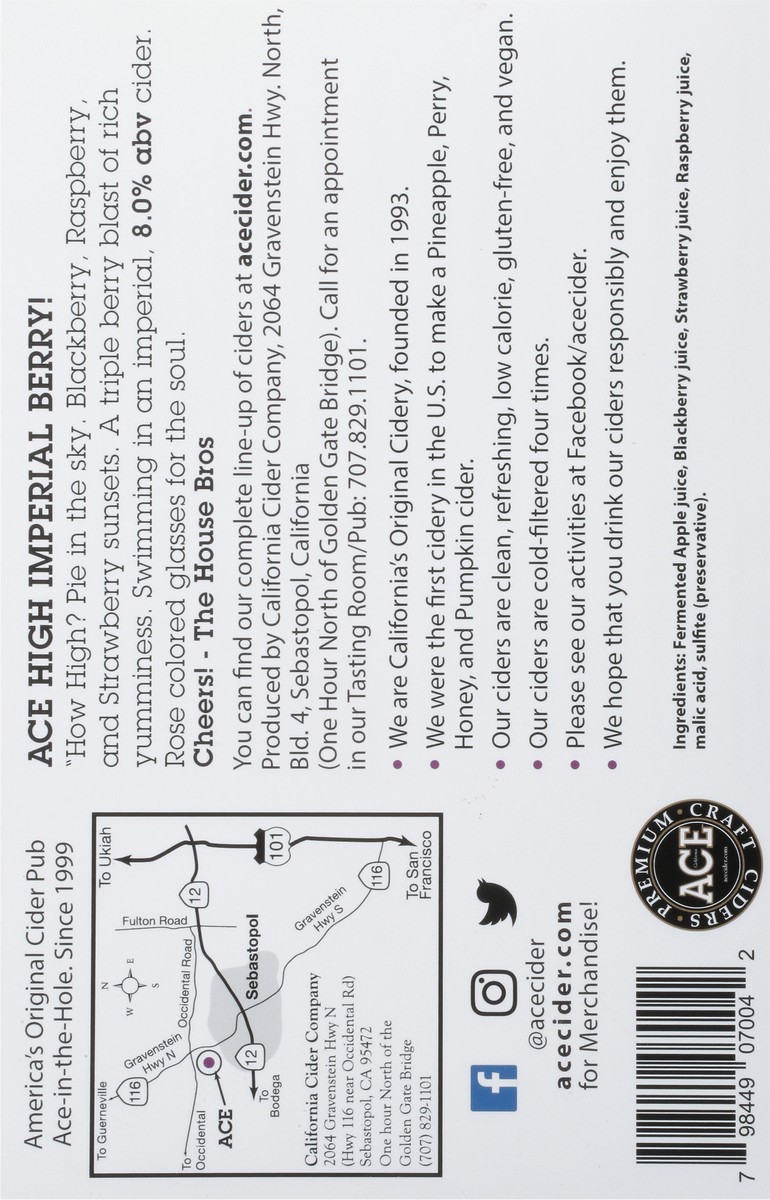slide 8 of 9, Ace Ciders Imperial Berry Cider, 6 ct; 12 fl oz