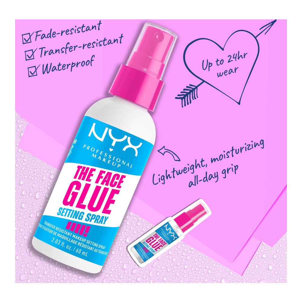 slide 3 of 6, NYX Professional Makeup The Face Glue Setting Spray, 2 fl oz