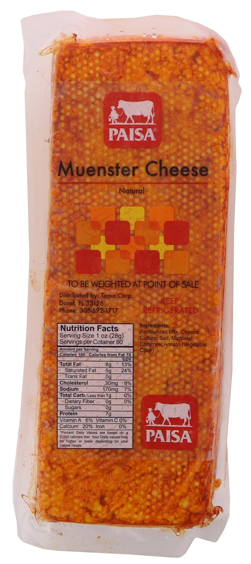 slide 1 of 1, PAISA Muenster Cheese, per lb