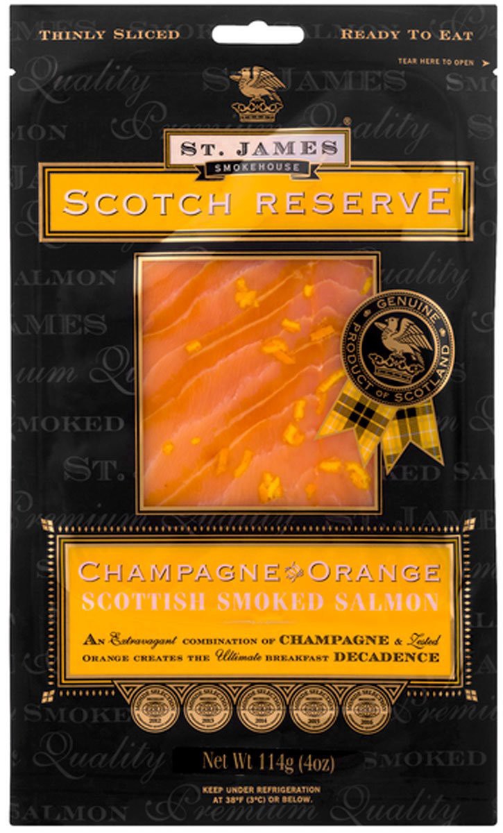 slide 1 of 1, St James Smokehouse Champagne & Orange Smoked Scottish Salmon, 4 oz