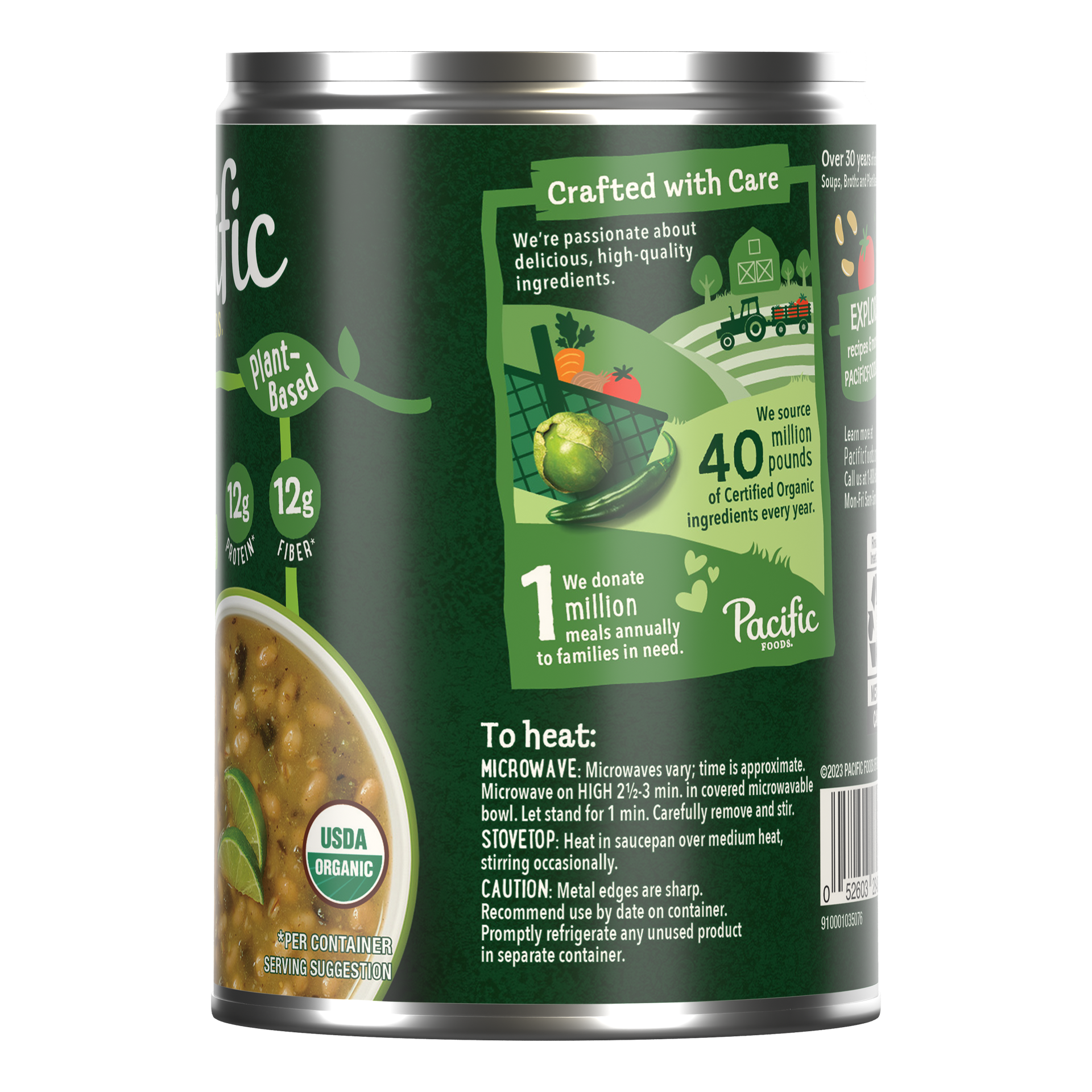 slide 5 of 5, Pacific Foods Organic White Bean Verde Chili, Plant Based, 16.5 oz Can, 16.5 oz
