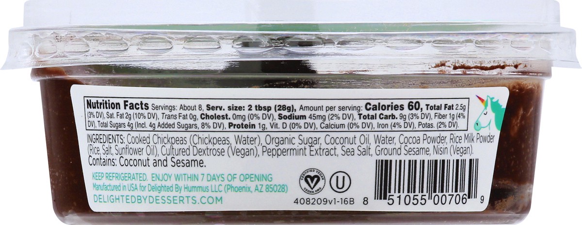 slide 8 of 12, Delighted By Mint Chocolate Fudge Dessert Hummus 8 oz, 8 oz